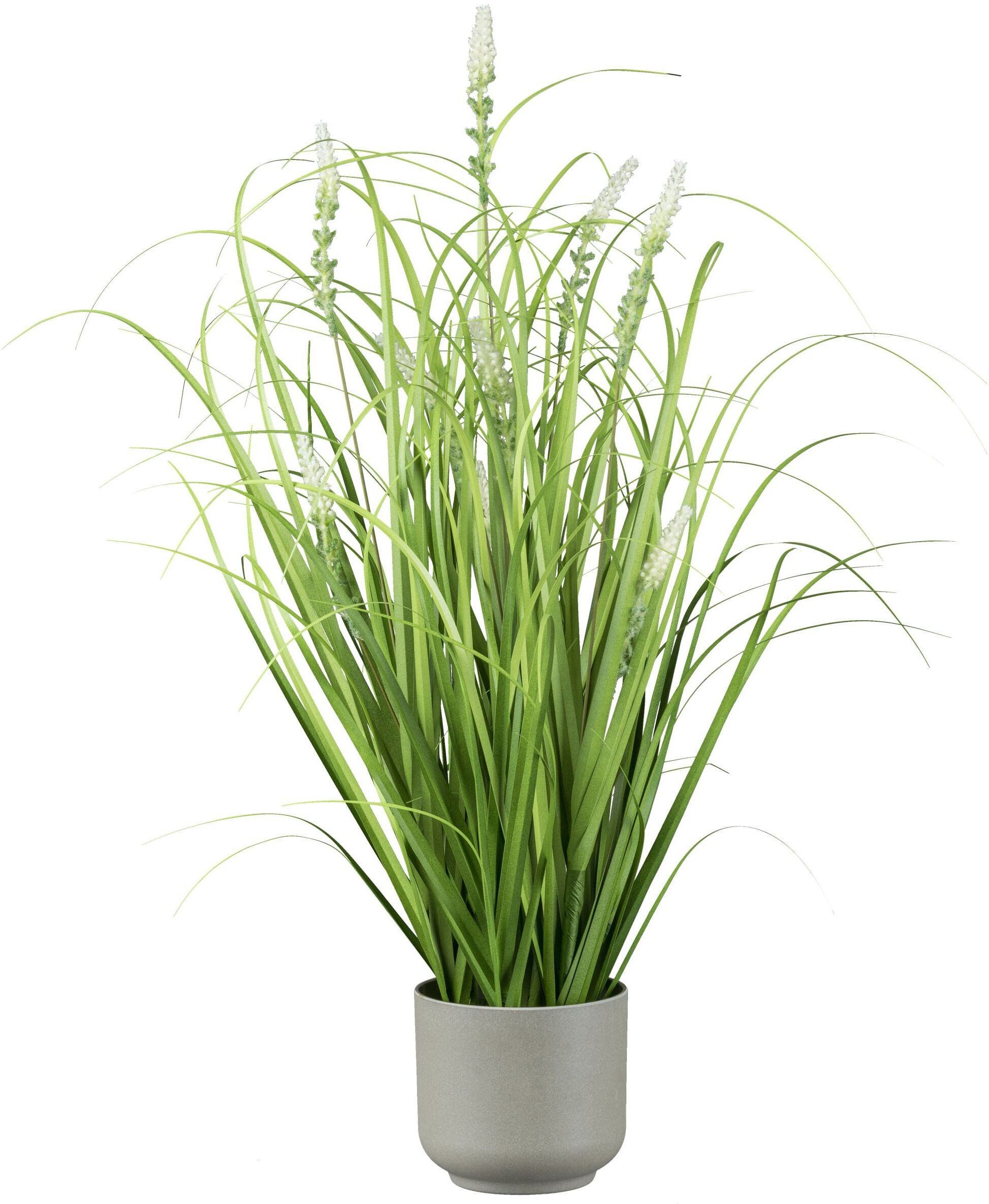 Kunstgras CREATIV GREEN "Grasbusch mit Salvienblüten", grün, H:60cm, Kunststoff, Kunstpflanzen, Kunstgras, mit detailgetreuen Blüten und Grashalmen