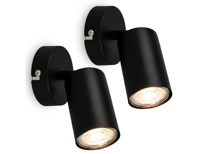 BRILONER - Lot de 2 appliques murales intérieures orientables\, douille GU10\, max. 9 W\, applique murale\, applique murale chambre\, lampe chambre\, appliques\, 8 x 15\,5 cm\, noir