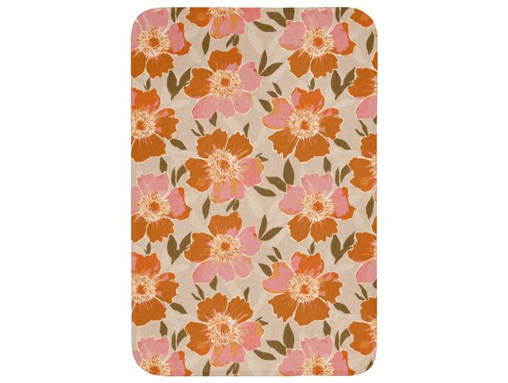 BADEMATTE Blumen - Motiv - Retro Rutschfest 60x90 cm