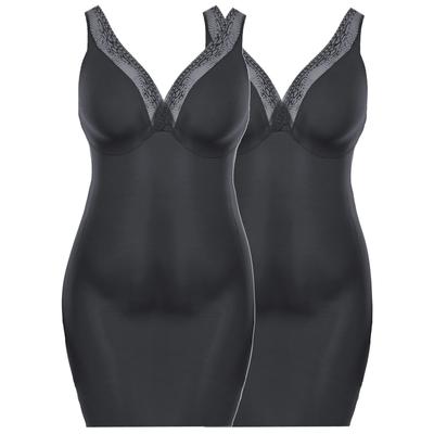 Shaping-Kleid SUSA "2er Pack Shaping Kleid Bodyforming", Damen, Gr. S, N-Gr, schwarz (schwarz schwarz), Obermaterial: 59% Polyamid PA. 41% Elasthan EL., Kleider