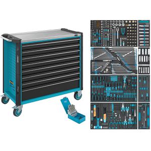 Hazet Werkzeugwagen Assistent 179NXXL-8/399, 399-teilig, blau, 8 Schubladen, mit Werkzeug
