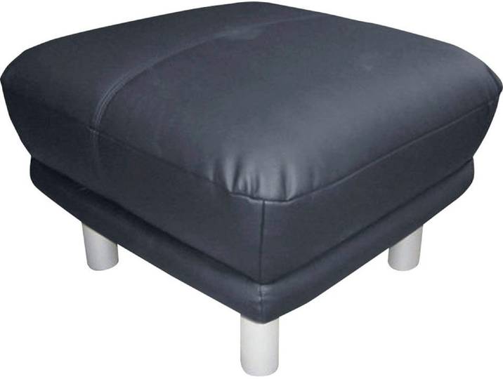 Hocker, Naturleder & Luxus-Microfaser, Grau, 66×66 cm, Bequem & Elegant, TRENDMANUFAKTUR