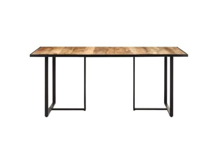 HBBMGYD Esstisch, 180 cm, Mangoholz, unbehandelt Tropisches Massivholz, pulverbeschichtete Eisenbeine, Industriestil, einzigartige Maserung, Küche