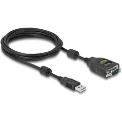 Delock Adapter USB 2.0 Typ-A zu Seriell RS-232 D-Sub 9 Pin 2,5 kV Galvanische Isolation 2 m (2 m, Industriekabel), Schnittstellenkabel