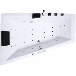 Indoor Whirlpool Raumsparbadewanne 180x125 Links cm, 16 Massagedüsen LED, groß, freistehend / Einbau, 2 Personen, Caribia DIAGOOL Basic