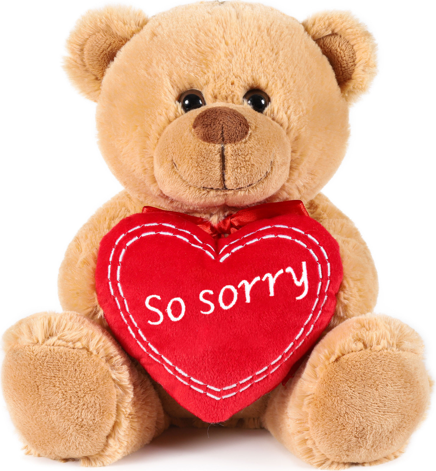 Brubaker Knuffelbeer met hart So Sorry - Rood en Bruin - 25 cm