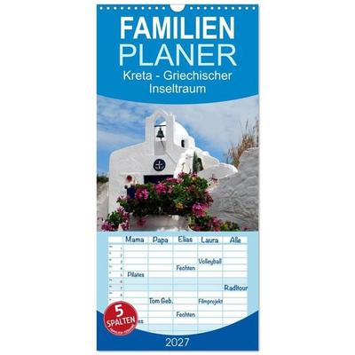 Familienplaner 2027 - Kreta - Griechischer Inseltraum mit 5 Spalten (Wandkalender, 21 x 45 cm) CALVENDO