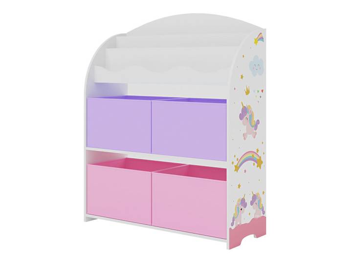 [en.casa] Kinderregal Orust, Weiß, Rosa, Lila, Märchen/ Fantasie, 82.5x97.5x29.5 cm, Babymöbel & Kindermöbel, Babyzimmer, Babyregale & Kinderregale