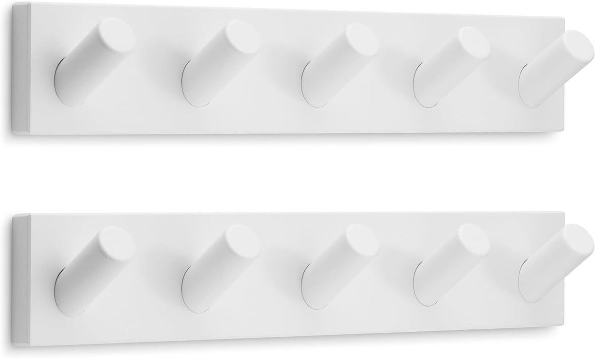 ShopVlot Wandkapstok met 5 haken - Wit