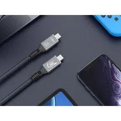 Neues Encore Energy USB-C x2-Kabel, USB4 QC PD 240 W, 40 GB/s, zum Laden, für Daten- und Videoübertragung, 100 cm, geflochten, schwarz, MD-U4CC2B