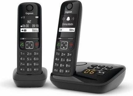 Gigaset AS690A Duo draadloze DECT telefoon met headset en luidsprekerfunctie, zwart