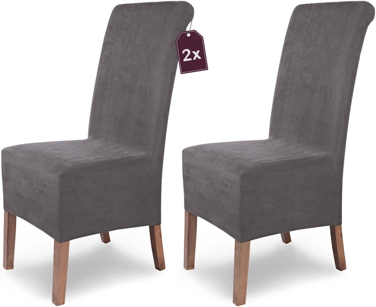 Famanu Set van 2 Elastische Stoelhozen voor Eetkamerstoelen - Grijs
