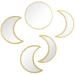 Wandspiegel  5er Set   , gold , Kunststoff,Glas Ø: 25