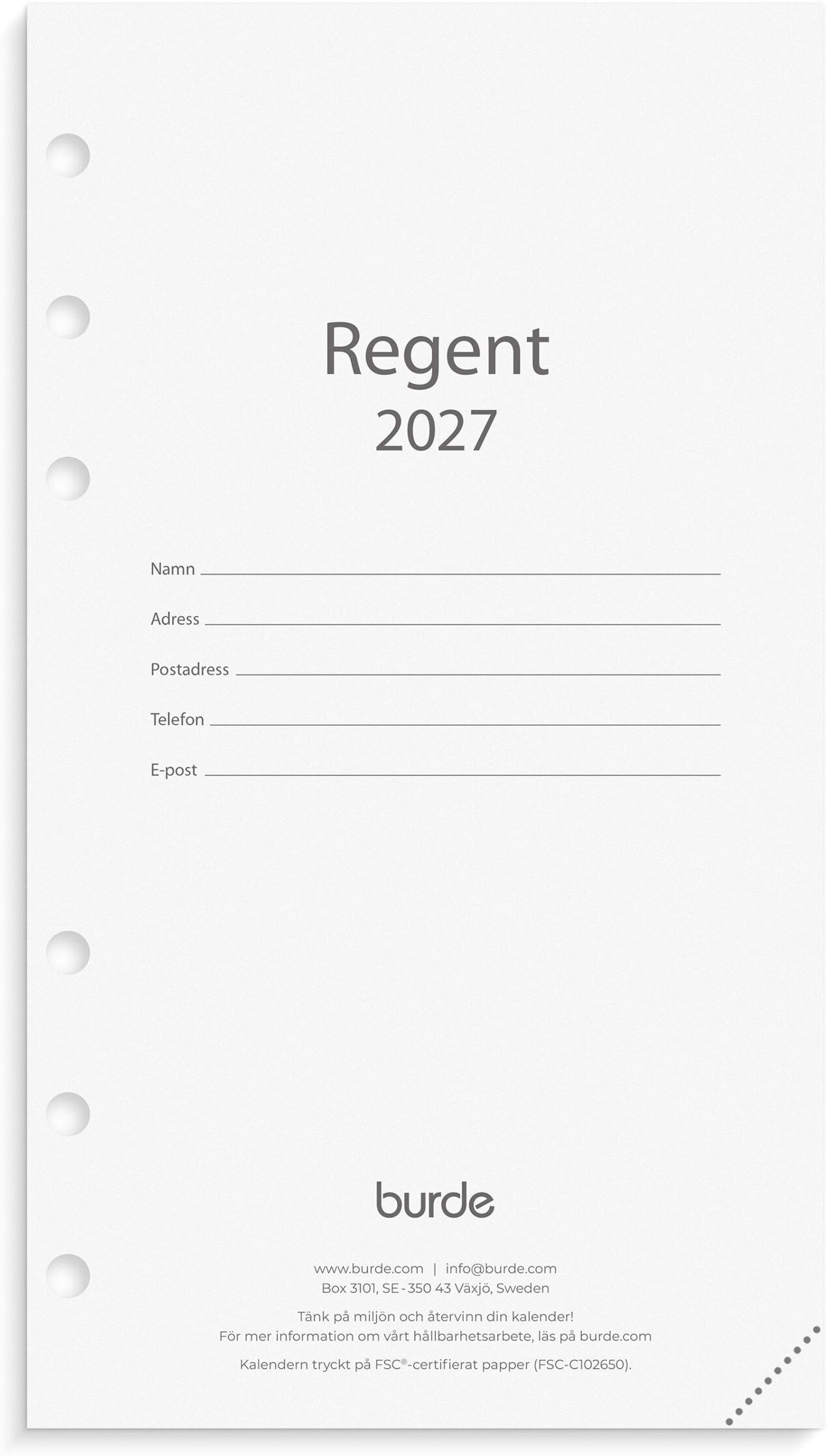 BURDE Regent kalendersats 2027