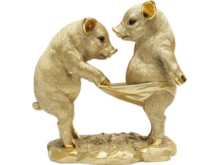 Kare Design Deko Figur Pig Party, Gold, 20x11x21 cm (H-B-T)