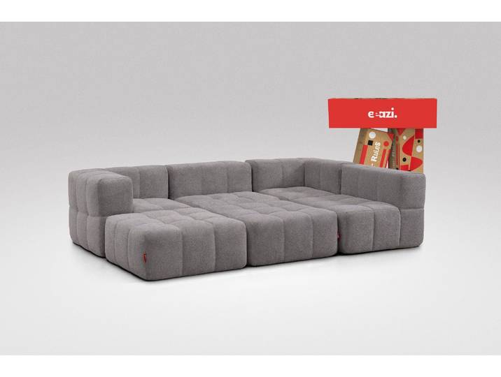 6-tlg. Modulsofa Grau – 2 Eckteile, 2 Mittelteile, 2 Hocker