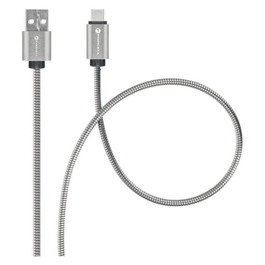 Forcell Cable F-ENERGY Metal C234 cable USB A to Type C QC3.0 2,4A 12W 1 m silver (1 m, 12 W) (49621273)