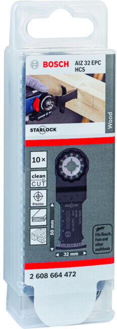 BOSCH Starlock Lame de scie plongeante BiM AIZ 32 EPC, lot de 10 (2608664472)