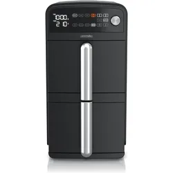 Arendo Heissluftfritteuse Doppelstock 11 L, Dual Zone Airfryer mit 2 Kammern übereinander, 2400 W, Fritteuse, Schwarz