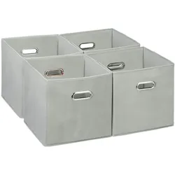 Relaxdays Aufbewahrungsbox im 4er Set Grau,Silber