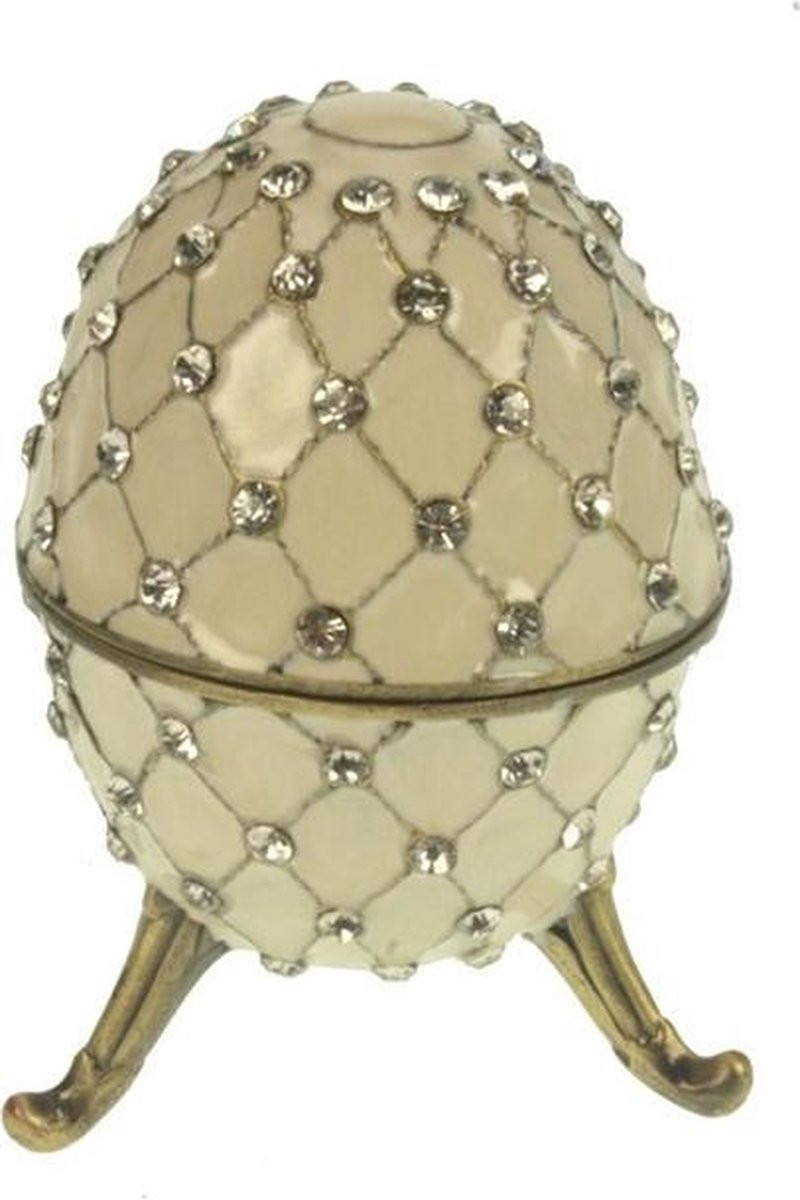 Moortje Fabergé-ei Sier ei Opbergdoosje Ecru