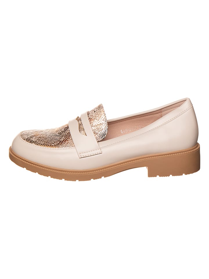 Sixth Sens Mokassins in Creme/ Gold - 38