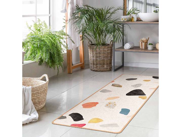 Läufer/Yogamatte Terrazzo 183 x 61cm Weiß