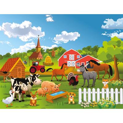 Fototapete PAPERMOON "Farm, Bauernhof", bunt, B:3m L:2,23m, Vlies, Tapeten