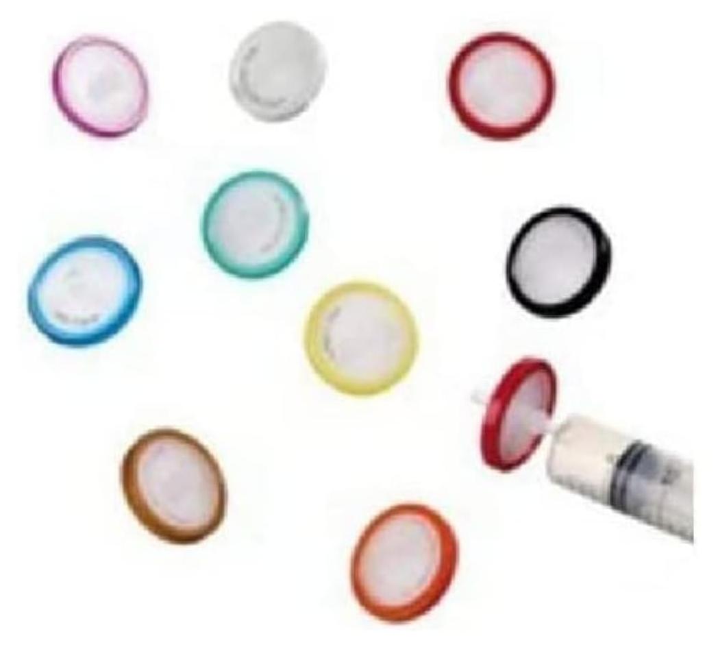 HPLC-Spritzenfilter, Glasfaser 30 mm, 1-2 μm, orange, 100 Stück