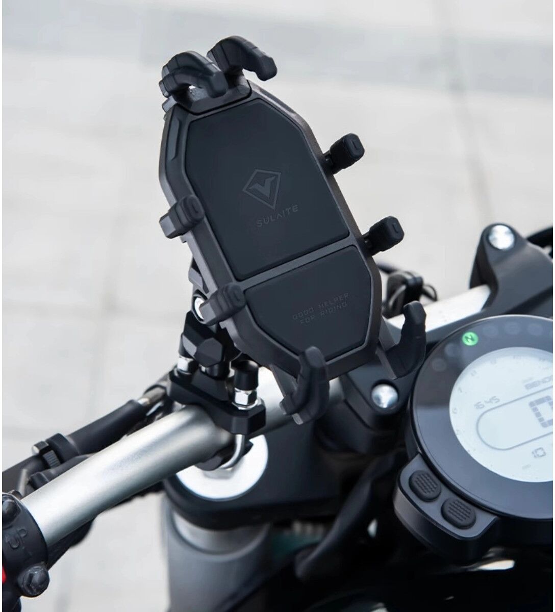 INF Support téléphone pour rétroviseur de moto – Verrouillage mécanique, Rotation 360°, Absorption des chocs en nylon et