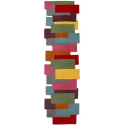 Handgetufteter Wollteppich `Thames Eva` - Geometrisch & Modern. Farbe: Multi, 60x230 cm | Kadima Design