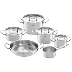 Fissler Topf-Set 5-tlg. + Servierpfanne, Pfannenset + Topfset, Silber