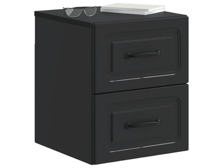KTHLBRH Nachtschrank zur Wandmontage, 2 Stück, schwarz, 34,5 x 33 x 40 cm Technisches Holz, 2 Schubladen, großer Raum, Wandmontage, Schlafzimmer