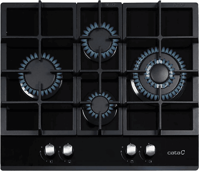 Placa de gas - Cata LCI 6031, 4 zonas, Gas Natural, 64 cm, Negro