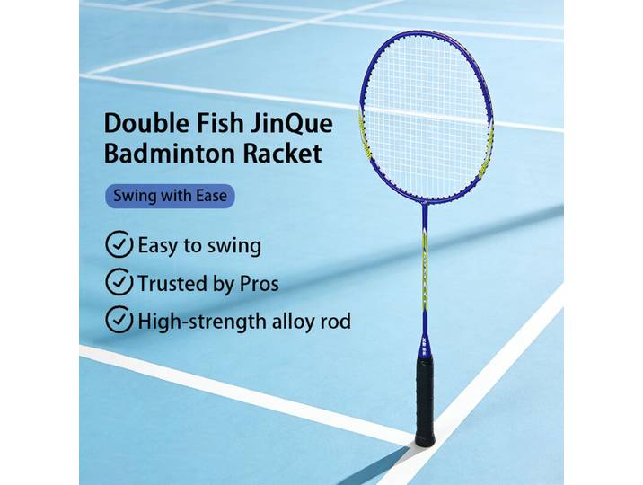 Double Fish JinQue set van 2 badmintonrackets van carbon-aluminium, donkerpaars, 1502