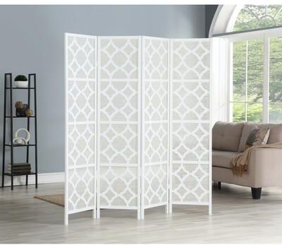 Roundhill Furniture Quatrefoil Infused Diamond Design 4-panel Room Divider