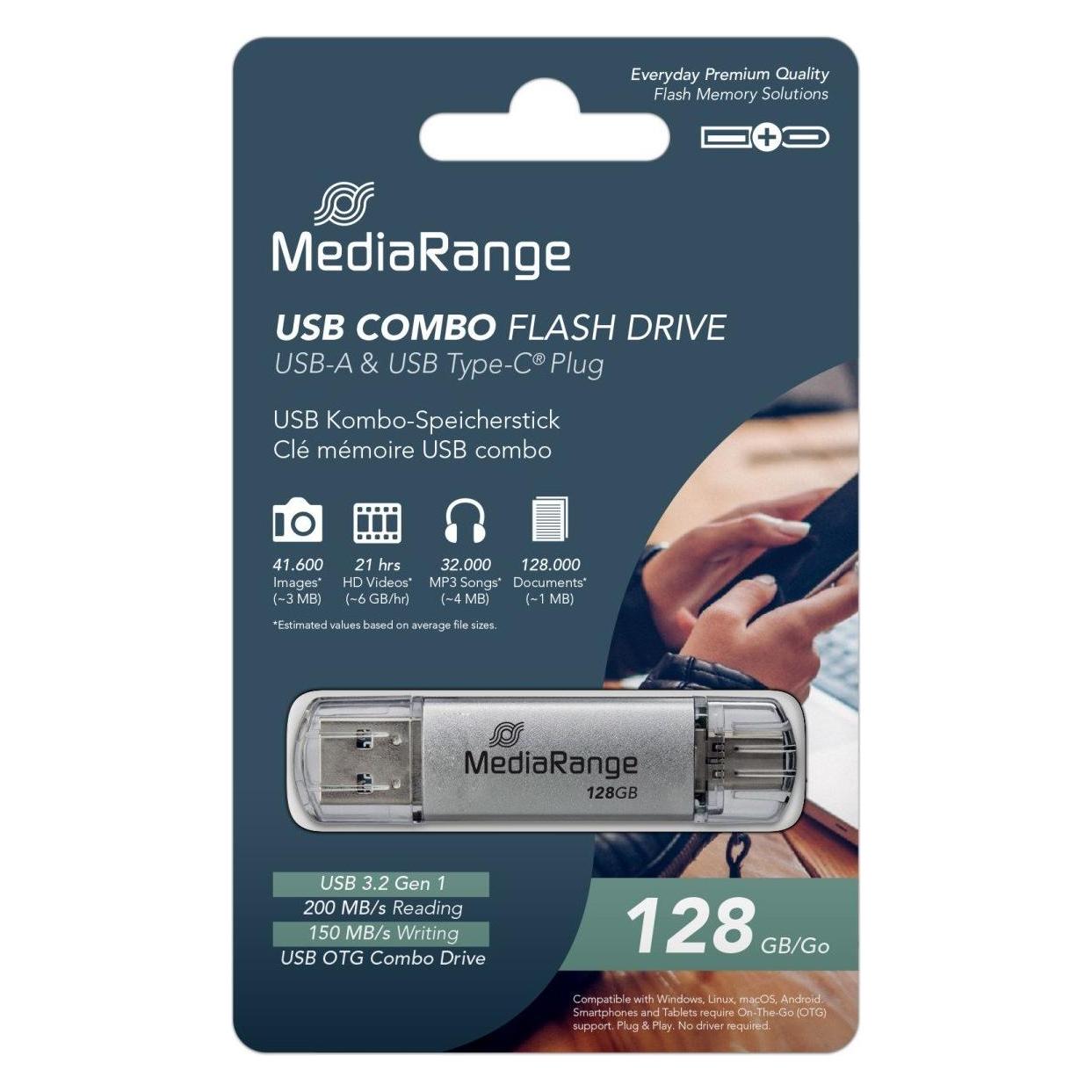 MediaRange PENDRIVE COMBO 128GB USB 3.2 HIGH P. (128 GB, USB-A, USB-C) (MR938-1)