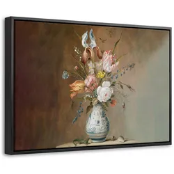 LEINWAND Bilder mit Rahmen - Alte Meister - Blumen - Balthasar van der Ast - 60x40