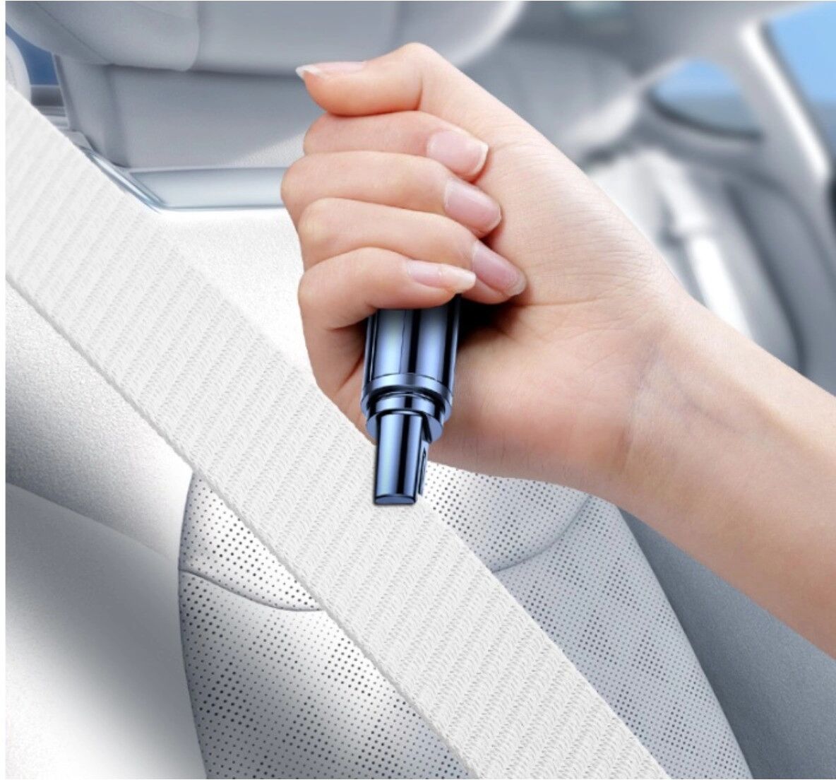 INF Auto-Notfallhammer - ABS + Wolframstahl Fensterbrecher und Gurtschneider, inkl. Prüfglas Schwarz