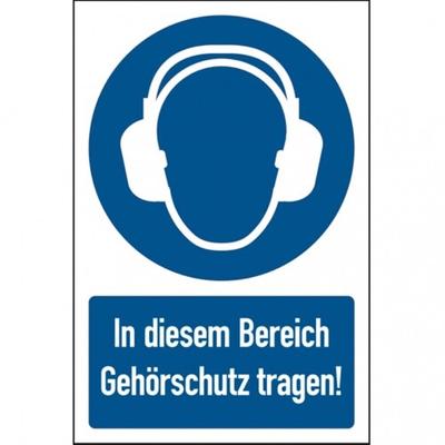 König Werbeanlagen Dreifke® Kombi-Gebotsschild, In diesem Bereich Gehörschutz - 200x300 mm Folie selbstklebend