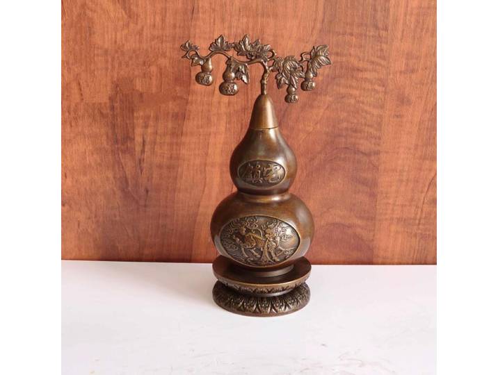 Ornement en cuivre antique en forme de gourde, décoration de bureau Feng Shui porte-bonheur pour la maison et l'entrée, artisanat