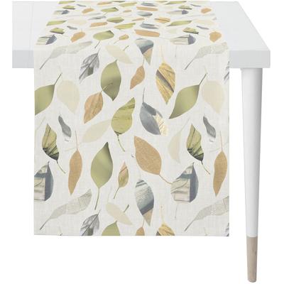 Tischläufer APELT "3406", beige (natur, grün, beige), B:140cm L:48cm, Baumwolle, Polyester, Tischdecken