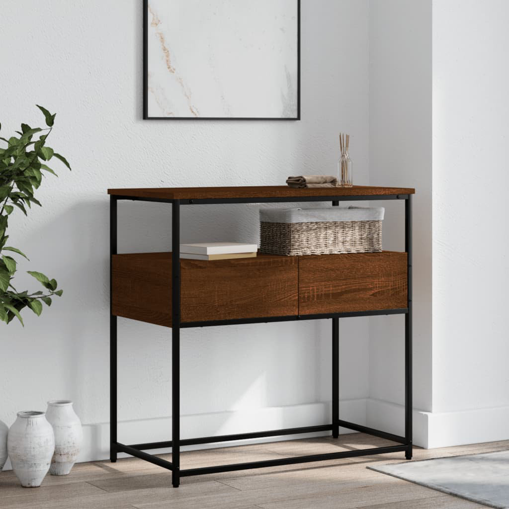 vidaXL Console Table Brown Oak 75cm H x 75cm W x 40cm D