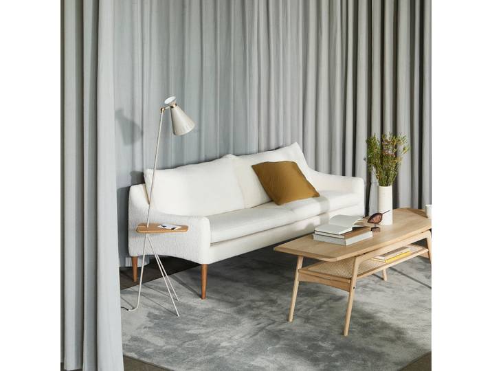 Cone Lampadaire w/Table Clear White/Oak - Warm Nordic - Salon / séjour - Vintage / rétro - Métal - Avec abat-jour