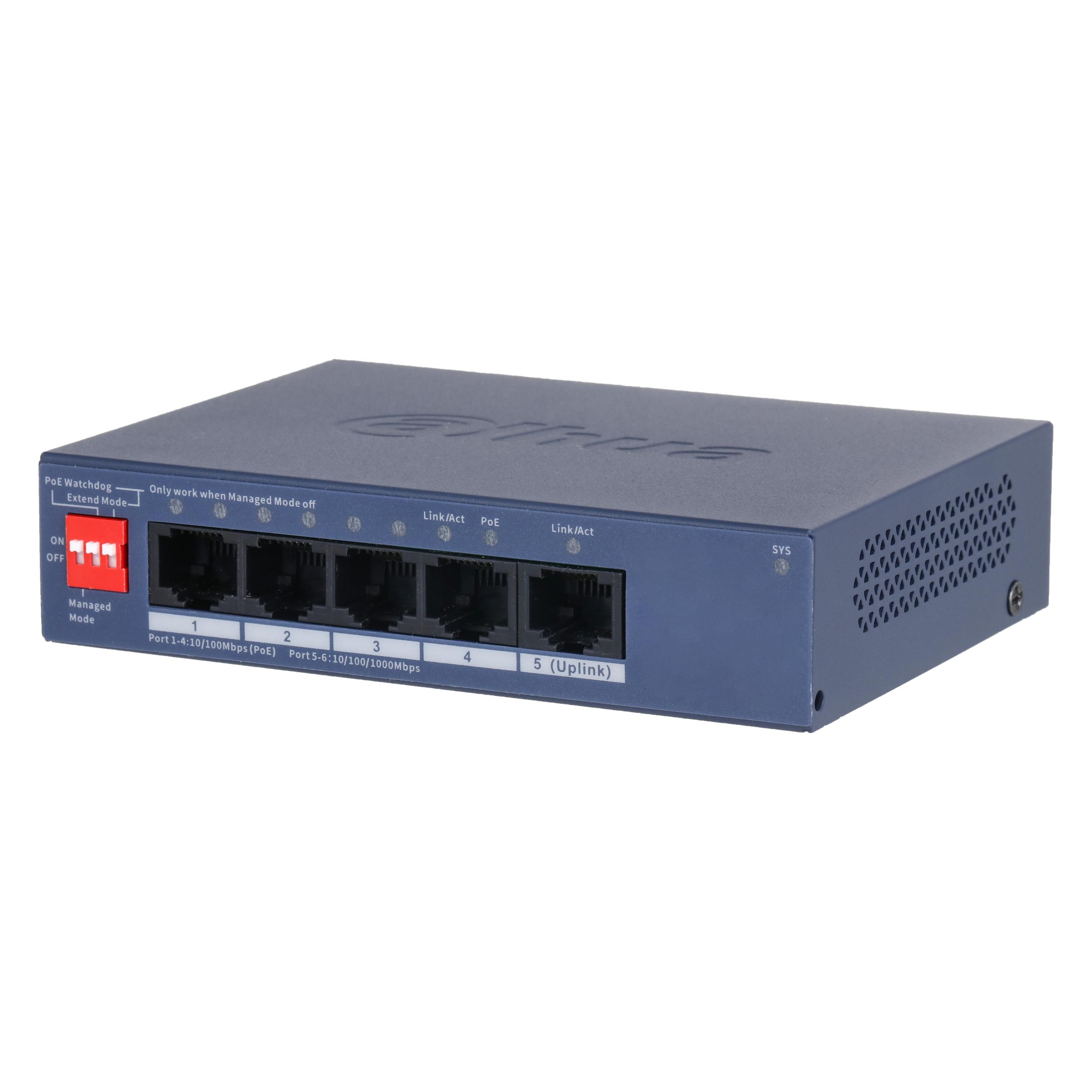 Dahua Switch||DH-CS4005-4ET1GT-36|Type L2|PoE ports 4|40 Watts|CS4005-4ET1GT-36 (5 Ports) (CS4005-4ET1GT-36)