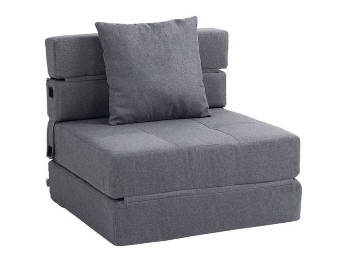 Chauffeuse canapé-lit HOMCOM convertible fauteuil 1 place avec 1 coussin déhoussable tissu gris