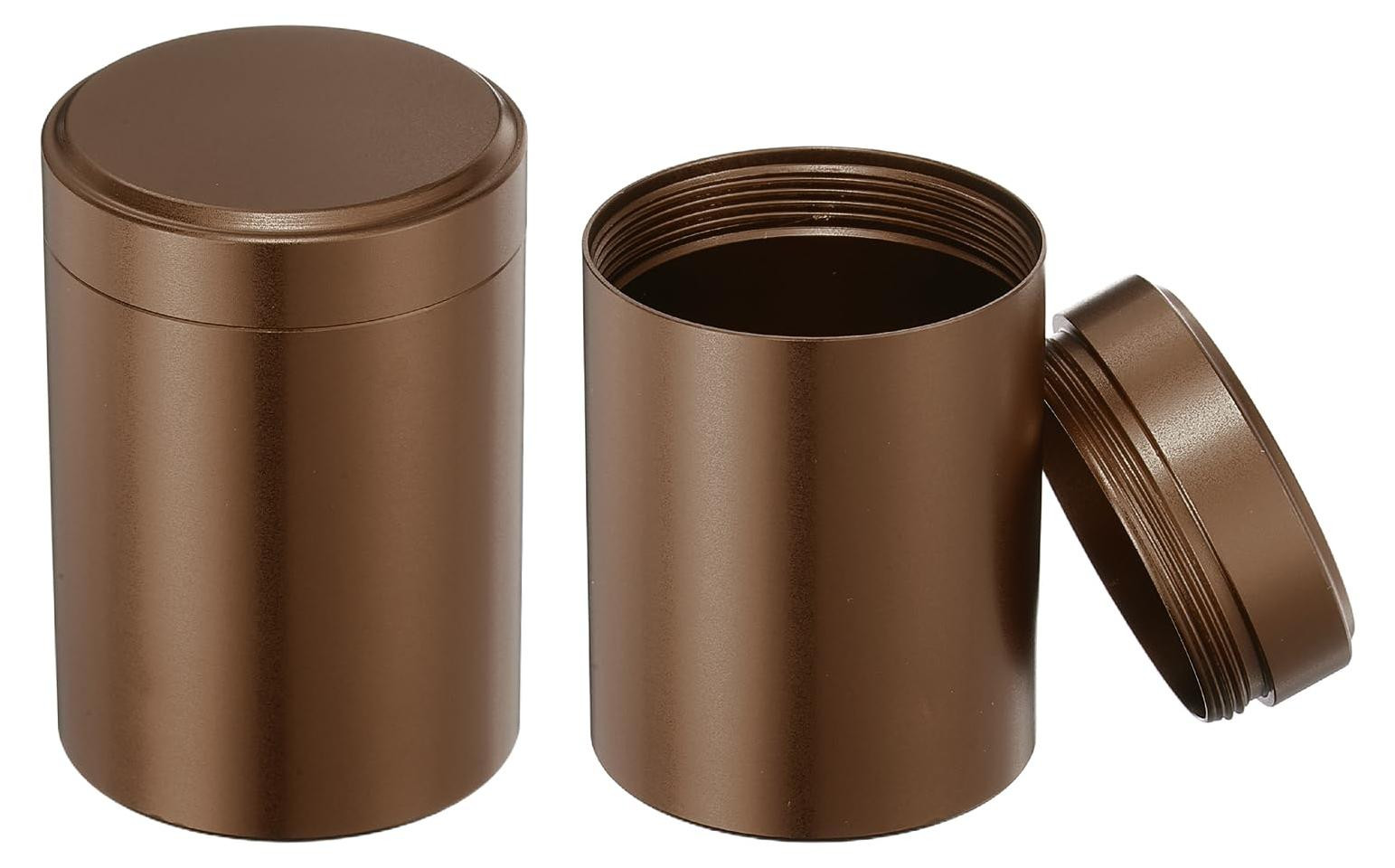 Dripio Set van 2 luchtdichte ronde theedozen, bruin, 4,5 x 6,5 cm