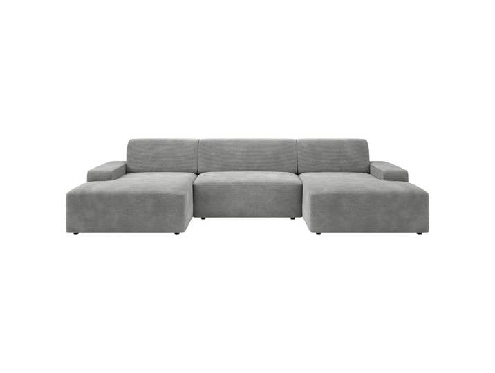 Trendmanufaktur Wohnlandschaft Wien, Grau, Kunststoff, 6-Sitzer, U-Form, 329x162 cm, Made in Europe, Rücken echt, Armteil links, rechts, Wohnzimmer, Sofas & Couches, Wohnlandschaften, Wohnlandschaft U-Form