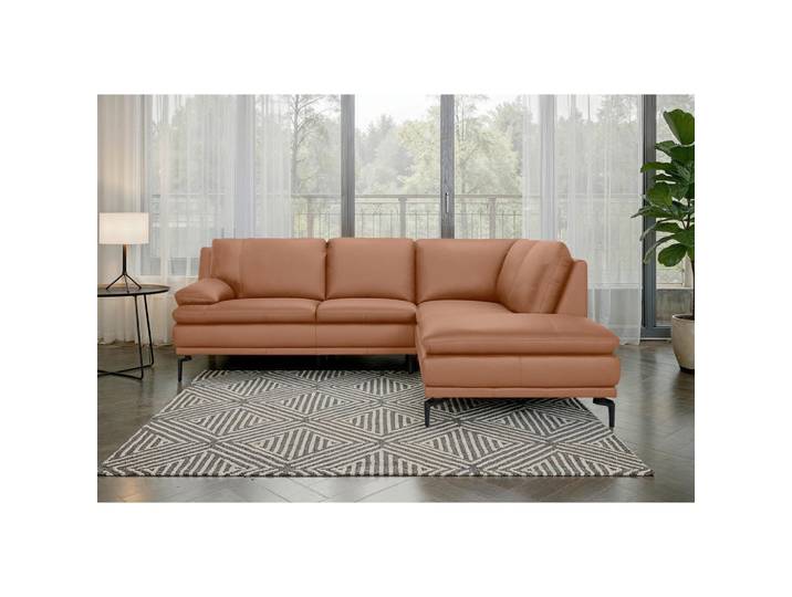 P & B Ecksofa, Cognac, Echtleder, Büffelleder, 248x221 cm, Wohnzimmer, Sofas & Couches, Sofas, Ledersofas