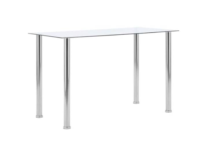 HEFZGDB Transparenter Esstisch aus gehärtetem Glas 120 x 60 x 75 cm mit Edelstahlrahmen für Küche Esszimmer oder Außenbereich - Moderner Design Tisch mit Stabiler Konstruktion
